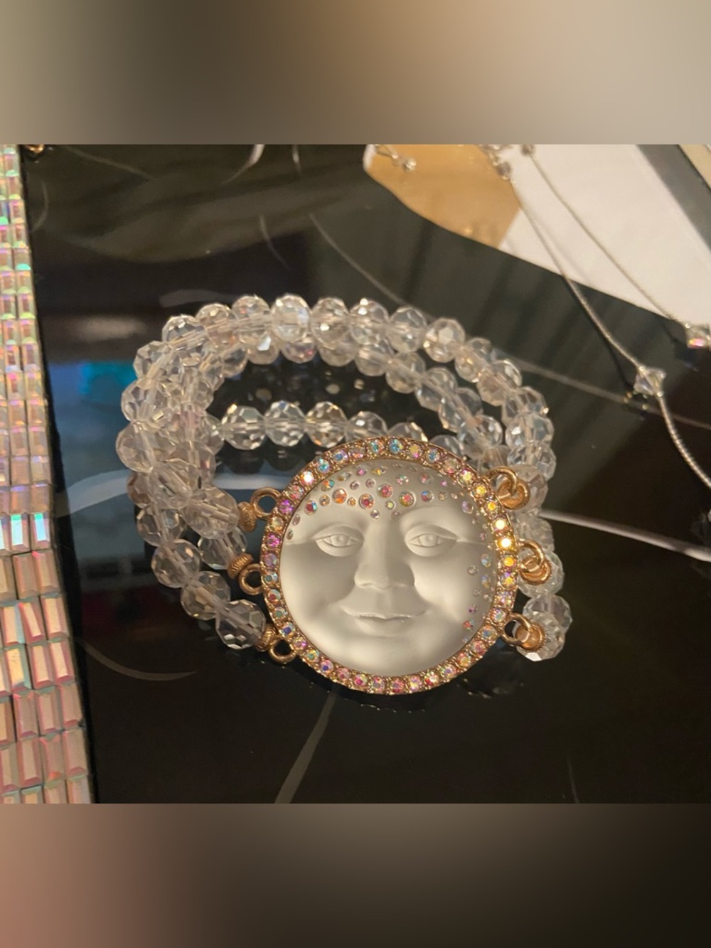 AB Choker, Kirks Folly White Moon Face Bracelet, & Swavorski necklace #129 - Picture 4 of 9